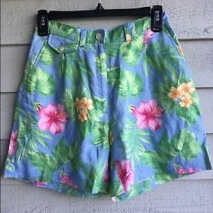Ralph Lauren Tropical High Rise Linen Shorts